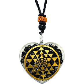 قلادة رائعة من الأحجار الكريمة على شكل قلب شونغايت أورجونيت للحماية - قلادة أورجون قوية للرجال والنساء والأطفال (سري يانترا) in Kuwait