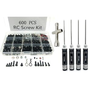 600PCS RC Screws Kit and RC Screwdrivers Hex Screw Driver Set Nut Socket and for Traxxas Axial Arrma SCX10 Losi 1/8 1/10 1/12 1/16 1/8 RC Car Truck Crawler