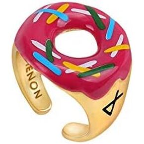 Cute Food Imitate Donut Open Rings Colorful Cartoon Sweet Donut Cookie Adjustable Rings Jewelry for Women Girls Best Friends