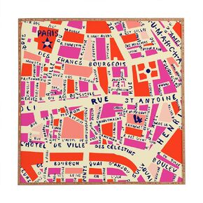 Deny Designs Holli Zollinger Paris Map Pink Framed Wall Art, Medium