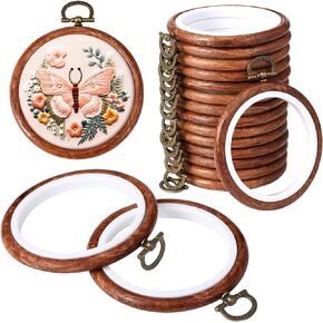 Burbell 15 Pcs Mother Day Graduation Round Embroidery Hoops Circle Rubber Hoops Ring Display Cross Stitch Ornament Imitated Wood Frame Kits for Craft Sewing DIY Hanging Gifts (6 Inch)