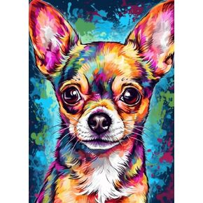 5D Diamond Painting Kits by Number for Adults Color Chihuahua Diamond Art Diamond Painting Full Round Drill Color Rhinestone Embroidery Craft Kits Art Work of Wall Decor Kits 30x40cm(w30)