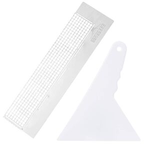 5D Diamond Pasted Painting Ruler and Adjustment Fix Tool, DIY Stainless Steel Diamond Art Painting Mesh Ruler with 360 Blank Grids for Round Drills (141mm Ruler)