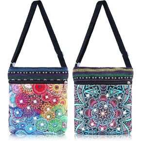 clothmile 2 Pieces Diamond Art Purses 5D DIY Diamond Art Handbag Handmade Diamond Art Wristlet Wallet Clutch Makeup Bag with Zipper for Women Girls