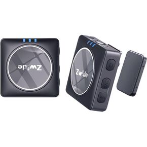 Zwide Professional Wireless Lavalier Microphone System M1 Plus(Black)+C1 (2TX+1RX+Charging Case), with 2.4GHz Real Time Monitoring, Compact Dual Transmitter & 1 Receiver with Noise Cancellation