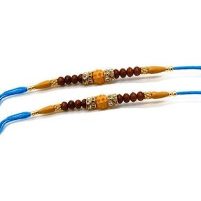 IndiaBigShop Set Of Two Rudrksha Rakhi Thread. Rakhi, Raksha Bandhan Gift For Your Brother Vary Color And Multi Design Assorted Rakhi