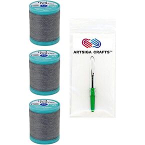 Coats & Clark Sewing Thread Dual Duty Plus Button & Carpet Cotton Thread 50 Yards (3-Pack) Black Bundle with 1 Artsiga Crafts Seam Ripper S920-0900-3P