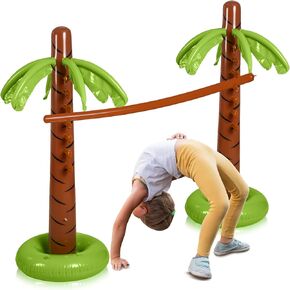 Inflatable Limbo Game for Kids Palm Tree Luau Games with Tropical Limbo Stick and Limbo Pole for Kids Adults Indoor Outdoor Birthday Beach Pool Party Decorations Activities