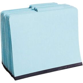Staples Colored Pressboard Classification Folders, Letter, 3 Partitions, Light Blue, 20/Pack