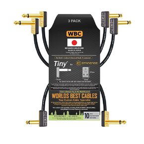 WORLDS BEST CABLES 3 Units - 15 Inch - Pedal, Effects, Patch, Instrument Cable Custom Made Using Mogami 2319 Wire & Eminence Tiny Gold-Plated Angled TS Connectors