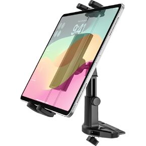 Car Tablet Holder CD Slot, Adjustable Arm CD Player Tablet Mount, 360° Rotation Vehicle CD Insert Clamp for iPad Pro 12.9 Mini Air, Galaxy Tab/Z Fold/Z Flip, iPhone, More 4-13" Devices