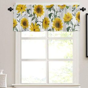 LeLehome Easter Window Curtain Valance Festival Spring Holiday18 L X 54" W Colorful Rabbits Bunny Eggs Rod Pocket for Kitchen Bathroom Bedroom Home Decor
