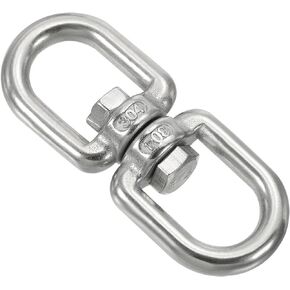 PATIKIL Double Ended Swivel Eye Hook M5 Working Load 163kg/359lbs, 304 Stainless Steel Eye to Eye Swivel Shackle Ring Connector for Marine Mooring Hanging