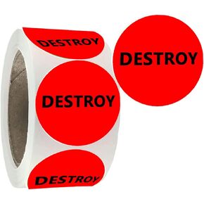 Destroy Stickers Labels, 2 Inch Adhesive Color Coding Labels for Inventory Control,Handling,Shipping.(500 Pcs)
