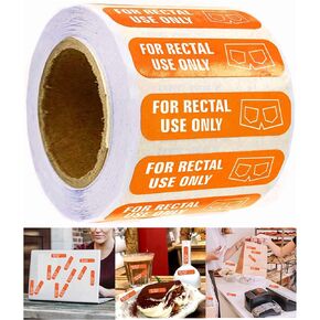 ' for Rectal Use Only' Stickers - 1.5" x .375" Rectal Use Sticker Fluorescent Orange Permanent Adhesive Sticker, 500 Labels Per Roll