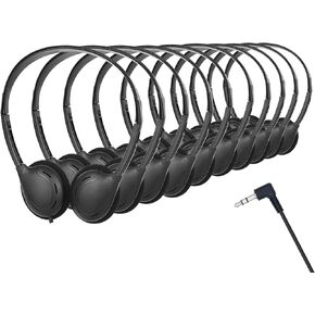 Kids Headphones Bulk for Classroom School Students 20 Pack Class Set Headphones for School Students Children Teenagers Boys Girls 3.5mm Jack (Black)