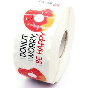 Donut Worry Be Happy Stickers,Small Business Sticker,Thank You Sticker,Happy Mail Sticker, Thank You Small Business Stickers for Packages, 500 PCS