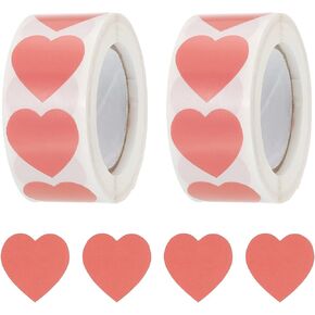 MECCANIXITY 1000 Pcs Heart Shaped Sticker 1 Inch Self-Adhesive Love Label Heart Decorations for Envelope,Valentine Day,Wedding Party, Blue