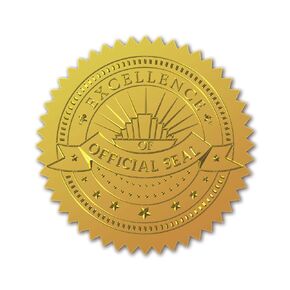 CRASPIRE Gold Foil Certificate Seals Official Seal Excellence Self Adhesive Embossed Seals Gold Stickers 100pcs Medal Decoration Labels for Envelopes Diplomas Certificates Awards Graduation