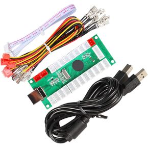 EG STARTS Zero Delay USB Encoder to PC LED Joystick Set Compatible LED Arcade Joystick DIY Kit Controller Part Mame Games (5Pin Cable + 10x 3Pin 2.8mm Wire)