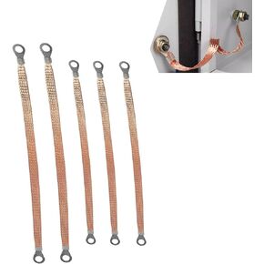 5 PCS 8-Hole Car Engine Ground Strap, 3 PCS 9.84In Durable Metal Vehicle Grounding Cable Straps, Universal 2 PCS 12.99In Automotive Braided Ground Strap Accessories (Light Brown)