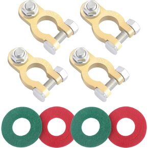 4PCS Car Battery Terminals,Heavy Duty M8 Bolt Battery Cable Ends Battery Terminal Connectors with Felt Pad,Universal Car Accessories Positive & Negative Top Post Battery Terminal Clamp