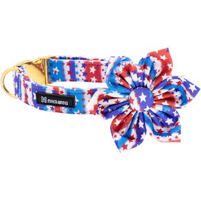 Maca Bates American Flag 4th of July Dog Collar with Bow Bowtie for Dogs Sailor Bow Tie Adjustable Breakaway Patriotic Cute Collars Accessories Independence Day Gift for Small Medium Large XL Puppy