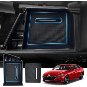 Autorder Center Console Organizer for 2021 2022 2023 2024 Hyundai Elantra Accessories Armrest Storage Box Secondary Insert Tray with 2 Color Mats (NOT Fit Manual Hand Break Models)