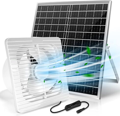 Solar Powered Exhaust Fan, 22W Solar Panel with 8" Solar Brushless Fan for Outside, Shed Ventilation, Greenhouse, Chicken Coop, Pet Houses, Garage in Saudi Arabia