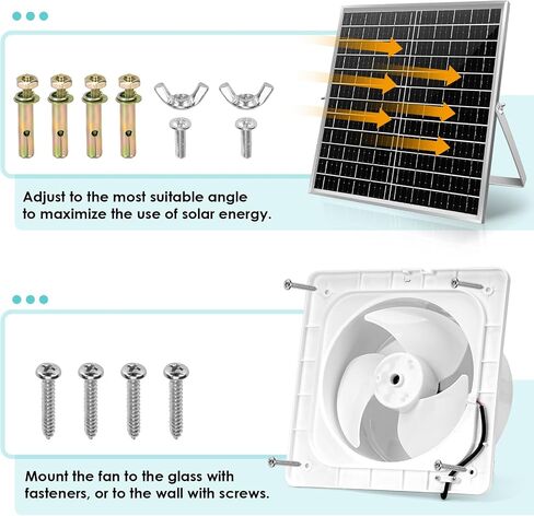 Solar Powered Exhaust Fan, 22W Solar Panel with 8" Solar Brushless Fan for Outside, Shed Ventilation, Greenhouse, Chicken Coop, Pet Houses, Garage in Saudi Arabia