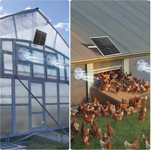 Solar Powered Exhaust Fan, 22W Solar Panel with 8" Solar Brushless Fan for Outside, Shed Ventilation, Greenhouse, Chicken Coop, Pet Houses, Garage in Saudi Arabia