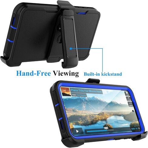 Njjex Rugged Case for Samsung Galaxy S23 Ultra, for Galaxy S23 Ultra Case with Belt Clip Holster, Full Body Protector Heavy Duty Shockproof Locking Swivel Holster Kickstand Hard Phone Cover [Black] in Kuwait
