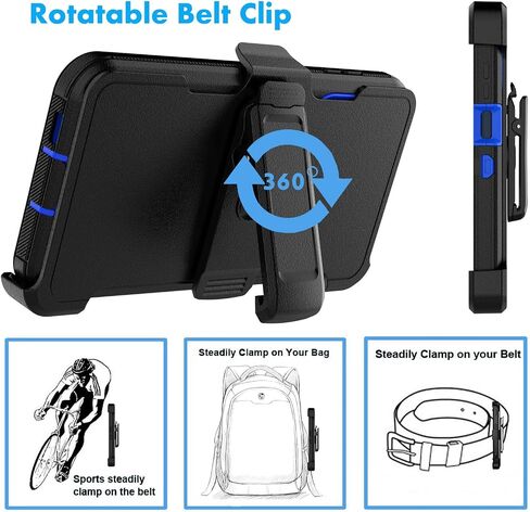 Njjex Rugged Case for Samsung Galaxy S23 Ultra, for Galaxy S23 Ultra Case with Belt Clip Holster, Full Body Protector Heavy Duty Shockproof Locking Swivel Holster Kickstand Hard Phone Cover [Black] in Kuwait