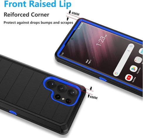 Njjex Rugged Case for Samsung Galaxy S23 Ultra, for Galaxy S23 Ultra Case with Belt Clip Holster, Full Body Protector Heavy Duty Shockproof Locking Swivel Holster Kickstand Hard Phone Cover [Black] in Kuwait