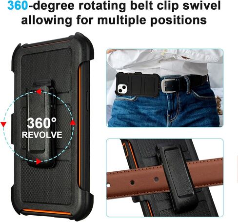for Defender Phone Case iPhone 15 Case with Belt Clip, for Shockproof iPhone 15 Case Heavy Duty Rugged, 2 Layers of Sturdy for iPhone 15 Cases, Military-Grade Cover for iPhone 15 Case Black & Orange in Kuwait