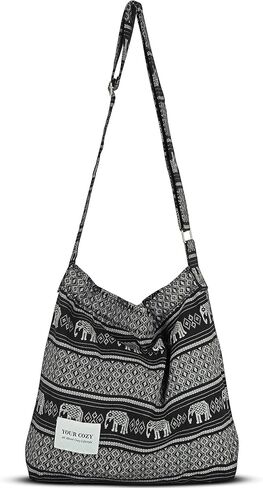 Your Cozy Women's Retro Large Size Cotton Shoulder Bag Hobo Crossbody Handbag Casual Tote For Shopping and Travel in Kuwait