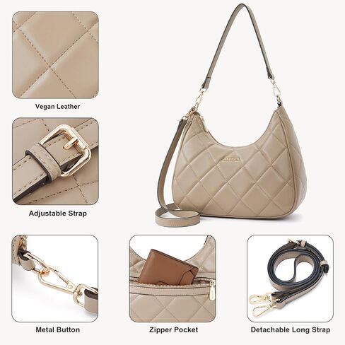 BOSTANTEN Crescent Hobo Bags for Women Quilted Crossbody Shoulder Purses with Long and Short Straps in Saudi Arabia