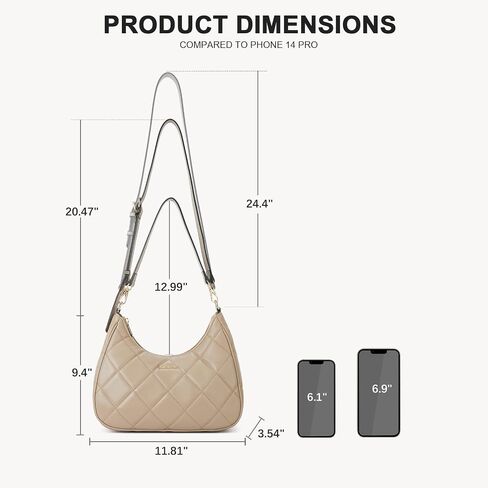 BOSTANTEN Crescent Hobo Bags for Women Quilted Crossbody Shoulder Purses with Long and Short Straps in Saudi Arabia