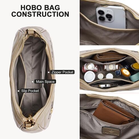 BOSTANTEN Crescent Hobo Bags for Women Quilted Crossbody Shoulder Purses with Long and Short Straps in Saudi Arabia