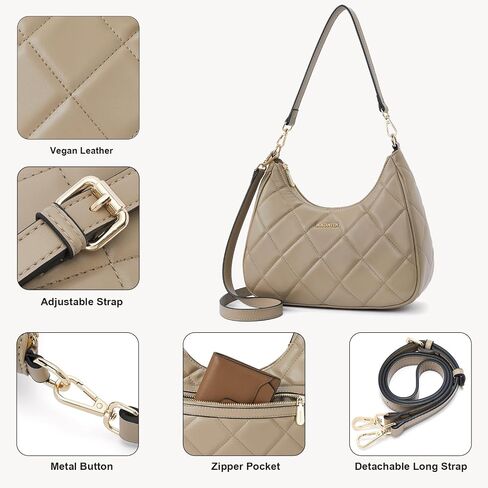 BOSTANTEN Crescent Hobo Bags for Women Quilted Crossbody Shoulder Purses with Long and Short Straps in Saudi Arabia