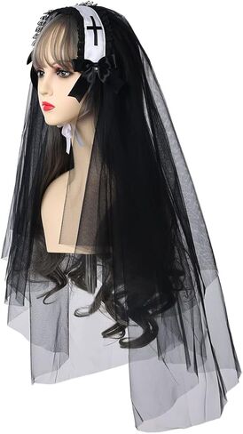 BPURB Nun Costume Cosplay Headpiece Accessories Nun Hat for Halloween Carnival Party Role Play in Saudi Arabia