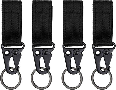 Tactical Key Ring Chain Triangle Carabiners Molle Hooks Keyring Holder Buckle Hanging Hook Holder Gear Lightweight for Camping Hiking Molle Nylon Webbing Hooks (04black-4 pcs) in Saudi Arabia