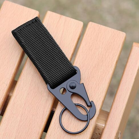 Tactical Key Ring Chain Triangle Carabiners Molle Hooks Keyring Holder Buckle Hanging Hook Holder Gear Lightweight for Camping Hiking Molle Nylon Webbing Hooks (04black-4 pcs) in Saudi Arabia