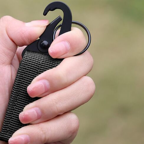 Tactical Key Ring Chain Triangle Carabiners Molle Hooks Keyring Holder Buckle Hanging Hook Holder Gear Lightweight for Camping Hiking Molle Nylon Webbing Hooks (04black-4 pcs) in Saudi Arabia