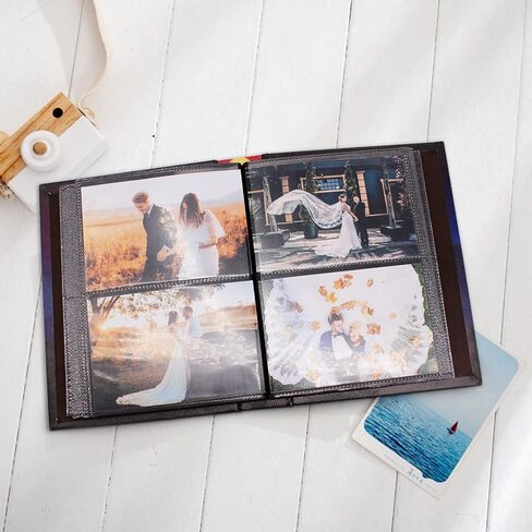 ألبوم صور يحمل 4 × 6 صور، 200 صورة بجيوب عمودية، 50 صفحة كتاب صور جلدي، صور سعة للعطلات العائلية والذكرى السنوية وأعياد الميلاد وحفلات الزفاف (خزانة الكتب) in Kuwait