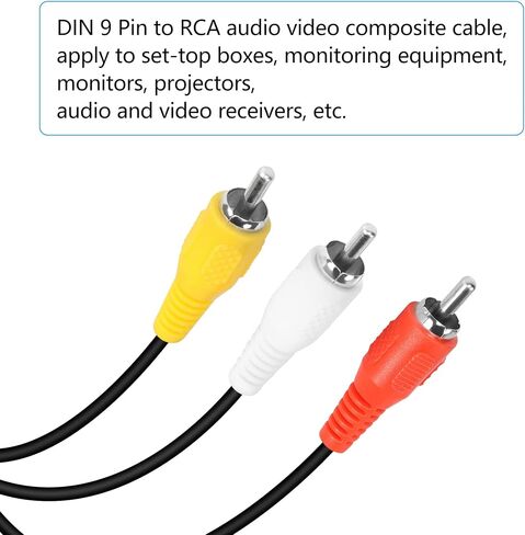 كابل مركب RIIEYOCA DIN 9 Pin إلى RCA Audio Video Composite، قابس ذكر 9 دبوس إلى 3 RCA ذكر سلك توصيل سلك AV ستيريو، لإخراج إشارة معدات الصوت والفيديو، 1.8 متر in Saudi Arabia