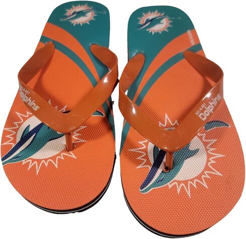 صنادل FOCO NFL Team Big Kids ذات شعار كبير - Miami Dolphins - 5-6 in Saudi Arabia