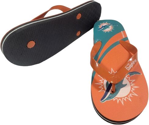 صنادل FOCO NFL Team Big Kids ذات شعار كبير - Miami Dolphins - 5-6 in Saudi Arabia