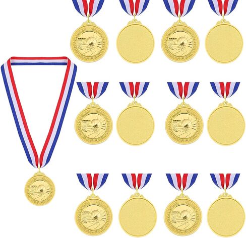 12 قطعة من ميداليات كرة القدم المعدنية الذهبية مع قلادات شريطية للرياضة والألعاب والمنافسة ومكافآت الطلاب وعروض المواهب والحفلات ومفضلات الحفلات أو الديكور in Kuwait