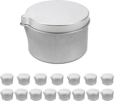 علب شموع جيساتيس 16 قطعة من برطمانات الشموع المعدنية لصنع الشموع، حاوية شموع فارغة مع غطاء، فضي in Kuwait